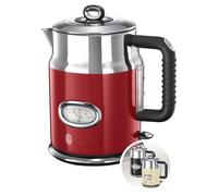 Russell Hobbs Kettle, retro red, 1.7 l, 2400 W, quick cooking function, water temperature display in retro design, filling level marking, optimised pouring spout, vintage 21670-70