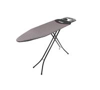 Russell Hobbs LA043153BLK Folding Ironing Board - XL Iron Rest, Compact Vertical Storage, Adjustable Height, 122 x 38cm, Anti-Slip Feet, Lightweight, Collapsible Ironing Table, Geometric Pattern
