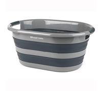 Russell Hobbs LA053879GRYEU Oval Folding Plastic Laundry Basket, 27 L, Black/Grey