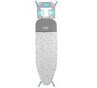 Russell Hobbs LA083234AQUA2FEU7 Collapsible Ironing Board - Foldable Ironing Table, Thick Felt Underlay with Stylish Cotton Cover, 7 Height Positions, Large Iron Rest with Hanger Holes, Non-Slip Feet