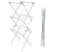 Russell Hobbs LA083357PINKEU7 Laundry Airer - 3 Tier Indoor Drying Rack, Folding Clothes Horse, Large 15M Air Dryer Space, Collapsible Compact Storage, Standing Rack, Fold Out Hanger Hooks, Pink/Grey