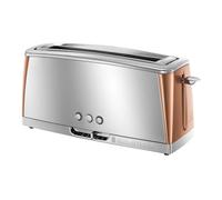 Russell Hobbs Long Slot 2 Slice Luna Toaster, Copper, 1420W Stainless Steel | Faster Toasting Technology, Six Browning Levels, Defrost, Reheat, Cancel Functions, Lift & Look Feature