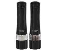 Russell Hobbs 28010-56 Electric Salt and Pepper Mill Set [2 Automatic Grinders] Black Stainless Steel (Adjustable Grinding Fineness, Ceramic Grinding Wheels, for Dried Spices, LED Lighting)