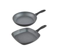 Russell Hobbs Metallic Marble 2-Piece Pan Set - 30 cm Frying Pan & 28 cm Griddle, Non-Stick, All Hobs Including Induction, Use Little to No Oil, Healthy Cooking, Forged Aluminium, Soft-Grip Handle