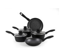 Russell Hobbs Metallic Marble Cooking Pan Set - Non-Stick 5 Piece Kitchen Cookware, 20/24cm Frying Pans, 16/18/20cm Saucepans, Tempered Glass Lids with Steam Vents, Induction Hob Suitable