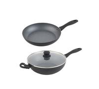 Russell Hobbs Metallic Marble Pan Set - 2-Piece, 28 cm Wok & 30 cm Frying Pan, Non-Stick, Induction Suitable, Healthy Cooking, Forged Aluminium, Soft-Grip Handle, Stir-Fry
