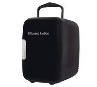 Russell Hobbs Mini Cooler RH4CLR1001B 4L/6 Can Portable Mini Cooler & Warmer for Drinks, Cosmetics/Makeup/Skincare, AC/DC Power, Retro Style, Black, For Bedroom, Home, Caravan, Car