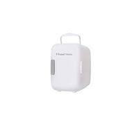 Russell Hobbs Mini Fridge RH4CLR1001 4L/6 Can Portable Mini Cooler & Warmer for Drinks, Cosmetics/Makeup/Skincare, AC/DC Power, Retro Style, White,