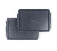 Russell Hobbs COMBO-5445 Baking Tray Set of 2 - 38 cm Non-Stick Flat Sheet for Oven up to 220°C, Swiss Roll/Cookie Trays, Carbon Steel Bakeware, for Biscuits, Chips, Pastries, Nightfall Stone, Blue