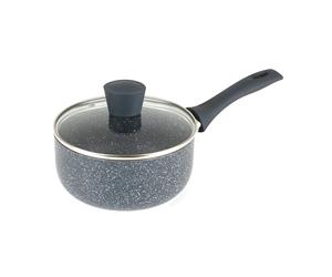 Russell Hobbs Nightfall Stone Saucepan with Lid 18cm - 2L Induction Saucepan, Non Stick Sauce Pot, Suitable for All Stoves, Stay Cool Handle, Multi Purpose Cooking Pot, Tempered Glass Lid