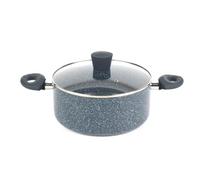 Russell Hobbs Nightfall Stone Stockpot, 24 Cm, Non Stick, with Lid | Pressed Aluminium Body, Blue Marble 2 Layer Non Stick Interior, Induction Suitable Base, Tempered Glass Lid With Steam Vent
