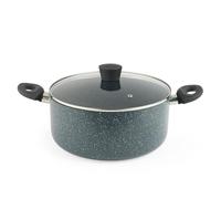 Russell Hobbs Nightfall Stone Stockpot 28 Cm, Non Stick, Induction | Tempered Glass Lid, Pressed Aluminium Body, Soft Touch Handles, PFOA Free Coating, Dishwasher Safe, Even Heat Distribution