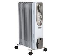 Russell Hobbs 2000W/2KW Oil Filled Radiator, 9 Fin Portable Electric Heater - White, Adjustable Thermostat with 3 Heat Settings, Safety Cut-off, 20 m sq Room Size, RHOFR5002, 2 Year Guarantee