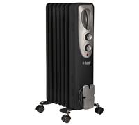 Russell Hobbs 1500W/1.5KW Oil Filled Radiator, 7 Fin Portable Electric Heater - Black, Adjustable Thermostat with 3 Heat Settings, Safety Cut-off, 15 m sq Room Size, RHOFR5001B, 2 Year Guarantee