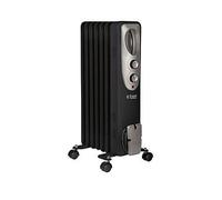 1500W/1.5KW Oil Filled Radiator, 7 Fin Portable Electric Heater - Black, Adjustable Thermostat with 3 Heat Settings, Safety Cut-off, 15 m sq Room Size
