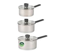 Russell Hobbs PREPACK6511 Saucepan Set, Excellence Collection Cooking Pots, Stainless Steel, Induction Casserole Pot Set, Dishwasher Safe, Pouring Lip, Ideal for Soups & Sauces, Mirror Polished Finish