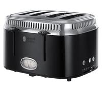 Russell Hobbs Retro 4 Slice Toaster, Black, Wide Slots, Variable Browning | Vintage-style Countdown Gauge, Frozen and Reheat Options, Cancel Button, Removable Crumb Tray, Ideal for Bread