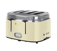 Russell Hobbs 4 Slice Toaster (Stainless steel with retro accents,Fast toasting, Countdown gauge, Lift & Look feature, Variable browning levels, Cancel, frozen & reheat function, Cream) Retro 21692