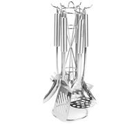 Russell Hobbs RH00123EU Kitchen Utensil Set & Holder, 6 Piece Includes Ladle, Spaghetti Spoon, Slotted Spoon, Solid Spoon, Slotted Turner and Masher, Easy Clean, Mirror Polish Finish, Stainless Steel