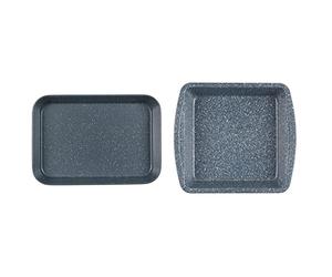 Russell Hobbs RH01832EU Deep Roasting Pan, Non-Stick Carbon Steel Roaster, Blue Marble, 39 cm & RH00997EU Square Baking Pan Roaster Tray, Carbon Steel Oven Tin, PFOA Free, Blue Marble, 26 cm