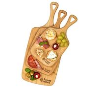 Russell Hobbs RH01971EU 3 Piece Reversible Paddle Bamboo Chopping, Food Preparation & Charcuterie Platter Board Set, Strong & Durable to Protect Kitchen Worktops, 30, 35 & 45cm with Hanging Holes