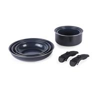 Russell Hobbs RH03321EU7 Smart Clip Pot and Pan Set ? 8 Piece Ceramic Non-Stick Frying Pans & Saucepans with 2 Detachable Handles, Stackable Design,