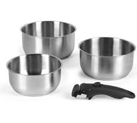 RUSSELL HOBBS RH04034 3-piece Stainless Steel Saucepan Set - Silver, Stainless Steel
