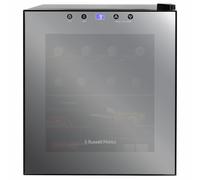 Russell Hobbs Wine Cooler 46 Litre 12 Bottle Undercounter Freestanding Beverage Holder for Beer, Stainless Steel, LED Light, Drinks & Snacks Mirrored Glass Door, RH15WC201MR