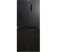 Russell Hobbs Freestanding 4 Door American Fridge Freezer 421 Litre in Black Steel, Total No Frost, 271L Fridge & 150L Freezer, with LED Display, RH180A4FF802E1BS