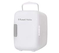 Russell Hobbs RH4CLR1001 4L/6 Can Portable Mini Cooler & Warmer for Drinks, Cosmetics/Makeup/Skincare, AC/DC Power, Retro Style, White, For Bedroom, Home, Caravan, Car