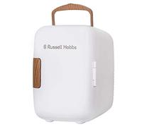 Russell Hobbs RH4CLR1001SCW 4L/6 Can Mini Portable Cooler & Warmer for Drinks, Cosmetics/Makeup/Skincare, AC/DC Power, Scandi Style, White & Wood Effect, For Bedroom, Home, Caravan, Car