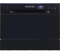 Russell Hobbs Table Top Dishwasher Compact Mini with 6 Place Settings, LED Display, Button Control, 6 Programmes, Portable & Efficient, 24hr Timer, Rinse & Eco Mode in Black, RH6TTDW0D1B