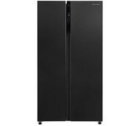 Russell Hobbs Freestanding American Fridge Freezer 442 Litre 70/30 in Black Steel, Super Freeze Function 177cm Tall & 90cm Wide with 5 Glass Shelves and LED Display RH90AFF201DI