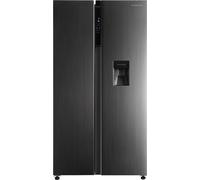 Russell Hobbs RH90AFF201DI-WD Frost Free American Fridge Freezer - Black Steel Black
