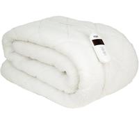 Russell Hobbs Electric Blanket, Luxury Sherpa Fleece Heated Single Fitted Underblanket, 3 Heat Settings & Timer, Low Energy & Energy Efficient, Machine Washable, 90 X 190 cm, 120W, White, RHESB8001