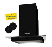 Russell Hobbs 60cm Flat Glass Cooker Hood, 3 Speed Settings, Washable Filters, ECO LED Lights, Low Noise, Extraction and Recirculation, Premium Push Button Controls, Black RHFGCH601B