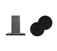 Russell Hobbs RHGCH603DS 60cm T-Shaped Chimney Cooker Hood, Dark Steel + Russell Hobbs 2x Carbon Filters for Cooker Hoods
