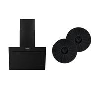 Russell Hobbs RHGCH902B 90cm Wide Black Glass Chimney Cooker Hood + Russell Hobbs 2x Carbon Filters for Cooker Hoods