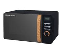 Russell Hobbs RHMD714B-N 17L 700w Scandi Black Digital Microwave with 5 Power Levels, Wood Effect Handle & Dials, Clock & Timer, Automatic Defrost, Easy Clean, 8 Auto Cook Menus