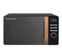 Russell Hobbs RHMD714B-N 17L 700w Scandi Black Digital Microwave with 5 Power Levels, Wood Effect Handle & Dials, Clock & Timer, Automatic Defrost, Easy Clean, 8 Auto Cook Menus