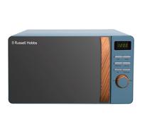 Russell Hobbs RHMD714BL 17 L 700 W Scandi Blue Digital Microwave with 5 Power Levels, Wood Effect Handle and Dials, Clock and Timer, Automatic Defrost