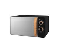 Russell Hobbs RHMM713B-N 17L 700w Scandi Compact Black Manual Microwave with 5 Power Levels, Wood Effect Handle & Dials, Timer, Defrost Setting, Easy