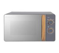 Russell Hobbs RHMM713G Compact 700W Manual Microwave, 17L, 5 Power Levels, Wood Effect Handle and Buttons, Scandinavian Style, Timer, Defrost Function, Easy Clean, Grey