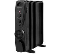 Russell Hobbs 13 Fin Oil Filled Radiator 2500W, Black Portable Electric Heater with 3 Heat Settings and Fan, Wheels & Integrated Handle, Overheat & Tip Protection, 29m² Room Size, RHOFR2403B