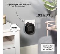 Russell Hobbs RHPH7001 700W Compact Portable Black Ceramic Plug in Fan Heat