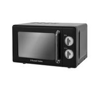Russell Hobbs RHRETMM705B 17 L 700 W Black Compact Retro Solo Manual Microwave with 5 Power Levels, Timer, Defrost Setting, Easy Clean