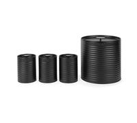 Russell Hobbs RH03270EU7 Ribbed 4-Piece Countertop Set - Set of 3 Kitchen Storage Canisters & Bread Bin, Tea, Coffee and Sugar, Durable Steel, Pull Top Lids, Easy to Clean, Ribbed Design, Black