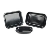 Russell Hobbs Romano 3-Piece Roasting Tray Set - Large Vitreous Enamel Roasting Tin, 36/38cm Rectangular Roasters & 26cm Chop Tray, Oven Safe to 230°C, Durable Carbon Steel, Christmas Dinner Roaster
