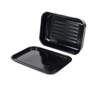 Russell Hobbs Romano Roaster and Baking Tray Set - 42/40 cm Vitreous Enamel Ovenware, Dishwasher Safe, Sunday Roasts, Easy to Clean, Deep Roaster, Oven Sheet, Pastries, Black