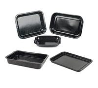 Russell Hobbs Romano Roasting Tin Set 5-Piece, Vitreous Enamel Steel | 36cm Baking Tray, 2 Roasters 36/38cm, 35cm Lipped Roaster, 26cm Chop Tray, Dishwasher Safe, Oven Safe 230°C